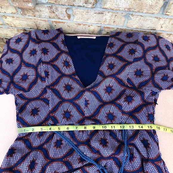Banjanan Cotton Blue Red Pink V Neckl Pockets Lined Maxi Dress L More Like S/M - Picture 11 of 16